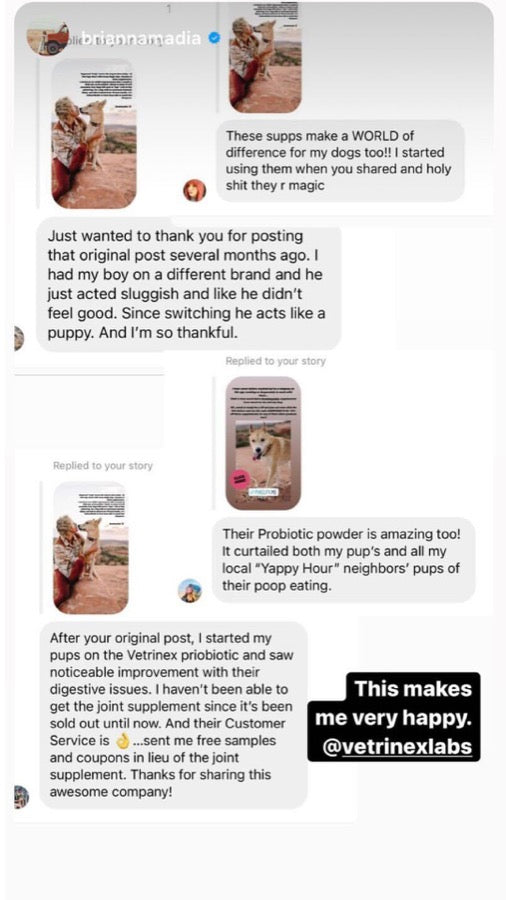 Screenshot of follower messages Brianna shared on her story